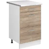 Vicco Keukenonderkast R-Line, Sonoma/Wit, 50 cm marmer werkblad