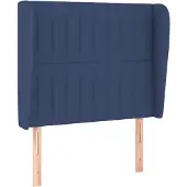 vidaXL Hoofdbord met randen 93x23x118/128 cm stof blauw