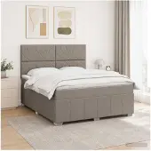 vidaXL Boxspringbed met matras met hoofdeinde Taupe 140 x 190 cm Stof