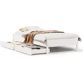 vidaXL Bedframe zonder matras massief grenenhout wit 140x200 cm