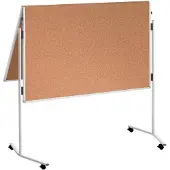 Franken ECO presentatiebord, 1200 x 750/1500 mm, opvouwbaar, dubbelzijdig, met wielen, bruin/kurk