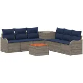 vidaXL Bankstel 8 st Grijs en Marineblauw 55 x 55 x 37 cm