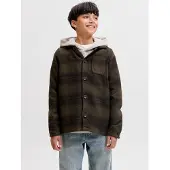Jack & Jones JUNIOR geruit overshirt - donkergroen Overhemd Jongens Polyester Button down - maat 152