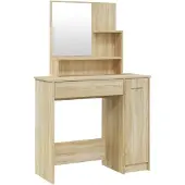 vidaXL Schminktafel met spiegel, Sonoma-eikenhout, 86,5 x 35 x 136 cm
