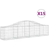vidaXL Schanskorven 15 st gewelfd 200x30x40/60 cm gegalvaniseerd ijzer