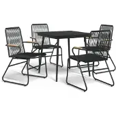 vidaXL 5-delige Tuinset PVC-rattan zwart