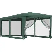 vidaXL Partytent met 6 mesh zijwanden 3x6 m HDPE groen