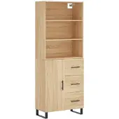 vidaXL Hoge kast 69,5x34x180 cm bewerkt hout sonoma eikenkleurig