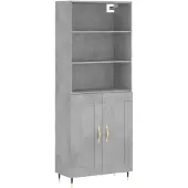 vidaXL Hoge kast 69,5x34x180 cm bewerkt hout betongrijs