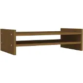 vidaXL Monitorstandaard 50x27x15 cm massief grenenhout honingbruin