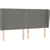vidaXL Hoofdbord met randen 183x23x118/128 cm stof donkergrijs
