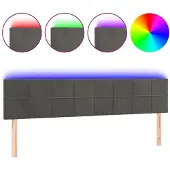 vidaXL Hoofdbord LED 200x5x78/88 cm fluweel donkergrijs
