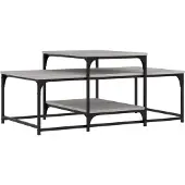 vidaXL Salontafel 102x60x45 cm bewerkt hout grijs sonoma eikenkleurig