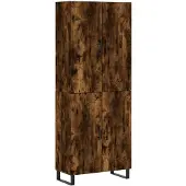 vidaXL Hoge kast 69,5x34x180 cm bewerkt hout gerookt eikenkleurig