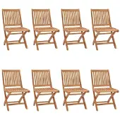 vidaXL Opklapbare stoelen, 8 stuks, massief teakhout