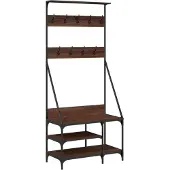 vidaXL Kledingrek met schoenenrek 80x40x184 cm bruin eikenkleur