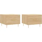 vidaXL Salontafels 2 st 50x50x40 cm bewerkt hout sonoma eikenkleurig