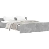 vidaXL Bedframe met hoofd- en voeteneinde betongrijs 140x200 cm