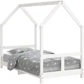 vidaXL Kinderbed, wit, 80x160 cm, massief grenenhout