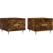 vidaXL Salontafels 2 st 50x50x40 cm bewerkt hout gerookt eikenkleurig