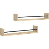 vidaXL Wandschappen met stangen 2 st 80x16x14 cm Sonoma eikenkleurig