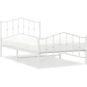vidaXL - Bedframe - met - hoofd- - en - voeteneinde metaal - wit - 100x200 - cm