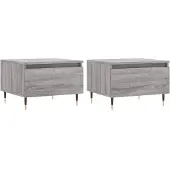 vidaXL Salontafels 2 st 50x46x35 cm bewerkt hout grijs sonoma eiken