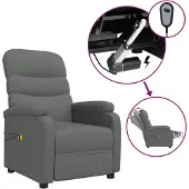 vidaXL Massagestoel elektrisch stof donkergrijs