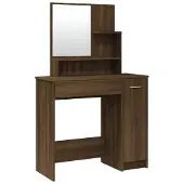 vidaXL kaptafel met spiegel - bruine eiken, 86,5 x 35 x 136 cm