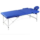 vidaXL Massagetafel, opvouwbaar, 2 zones, met aluminium frame, blauw