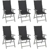 vidaXL Tuinstoelen 6 st verstelbaar met kussens massief acaciahout