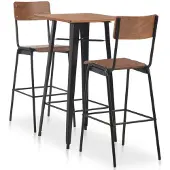 vidaXL 3-delige barset, staal, bruin, zwart