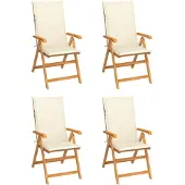 vidaXL Inklapbare stoelen 4 st met crèmekleurige kussens