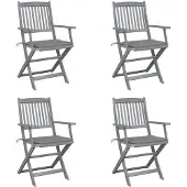 vidaXL Klapstoelen, 4 stuks, met kussens, gemaakt van massief acaciahout