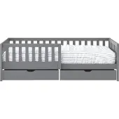 Sunny Isa Kinderbed met 2 Opberglades en Uitvalbeveiliging Grijs – Zonder Matras