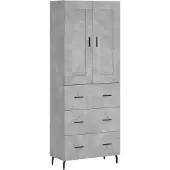 vidaXL Hoge kast 69,5x34x180 cm bewerkt hout betongrijs