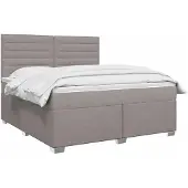 vidaXL Boxspringbed met matras, taupekleurig, 140 x 200 cm, met stoffen bekleding