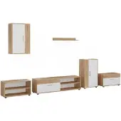 Vicco Woonwand Berno, Goudkleurig Eiken/Wit, Set van 6 stuks