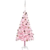vidaXL Kunstkerstboom met verlichting en kerstballen 180 cm PVC roze
