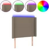 vidaXL Hoofdbord LED 93x16x118/128 cm stof taupe