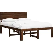 vidaXL Tweepersoonsbed met hoofdeinde ROSTOCK Donkerbruin 140 x 200 cm