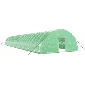 vidaXL Kas met stalen frame, groen, 144 m², 24x6x2,85 m