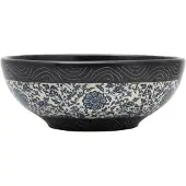 vidaXL Opzetwasbak rond Φ41x14 cm keramiek zwart en blauw