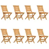 vidaXL Opklapbare stoelen, 8 stuks, 47x63x90 cm, massief teakhout