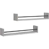 vidaXL Wandschappen met stangen 2 st 80x16x14 cm grijs sonoma