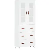 vidaXL Hoge kast 69,5x34x180 cm bewerkt hout wit