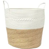 vidaXL Opbergmand Ø 43x38 cm katoen bruin en wit