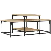 vidaXL Salontafel 102x60x45 cm bewerkt hout sonoma eikenkleurig