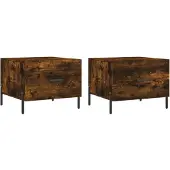 vidaXL Salontafels 2 st 50x50x40 cm bewerkt hout gerookt eikenkleurig