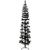 vidaXL Kunstkerstboom half met standaard smal 240 cm zwart